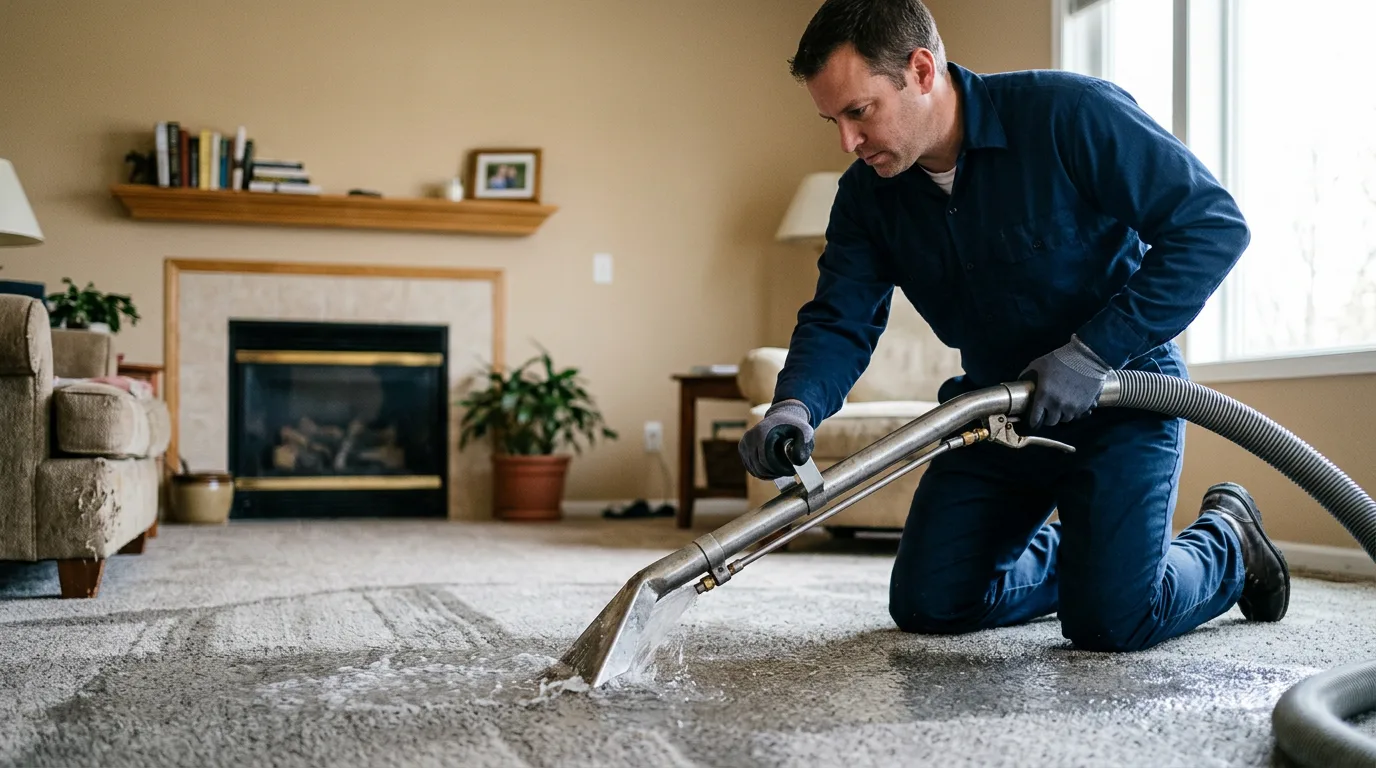 Water damage restoration technician working near Hillside, NJ